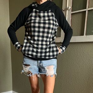 BUFFALO PLAID HOODED PULLOVER WORN ONCE SMALL